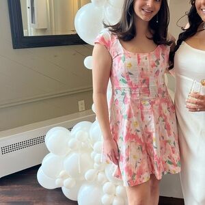 Floral Pink and White Dress